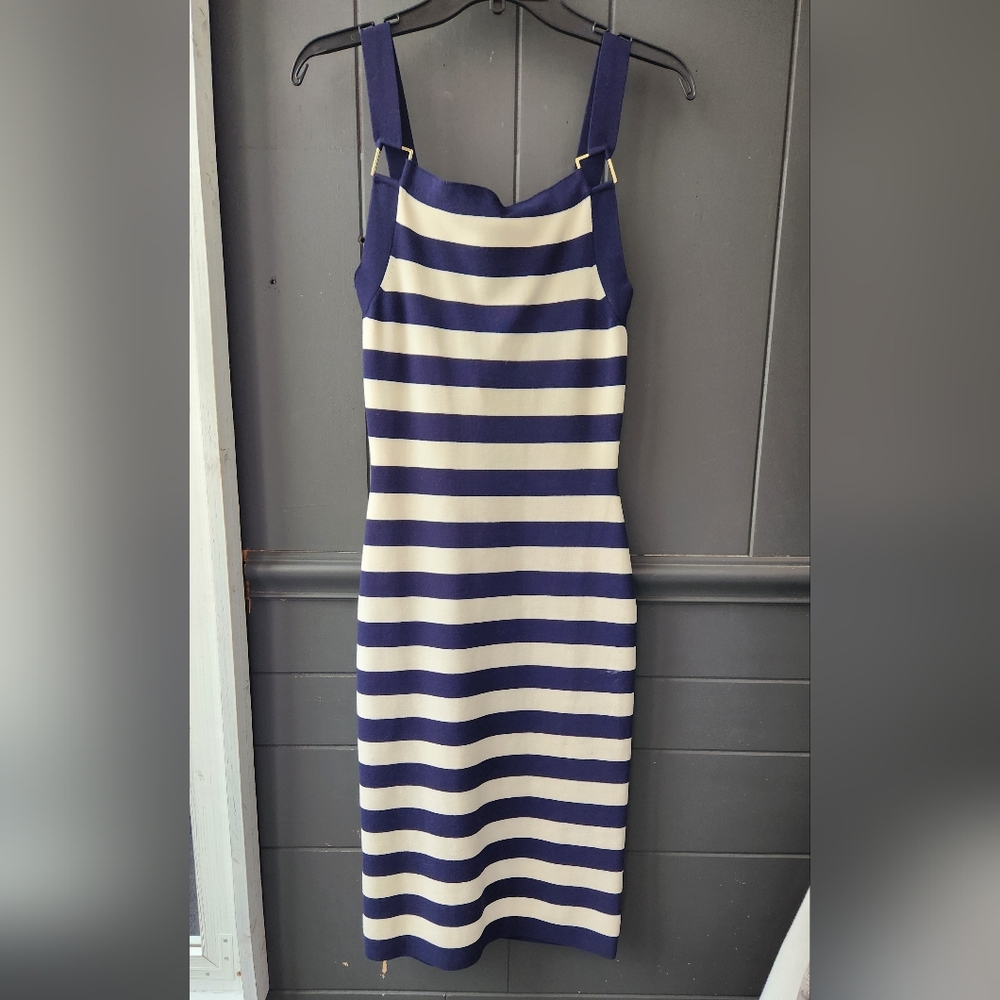Michael Kors Knit Navy and White Stripe Knit Dress